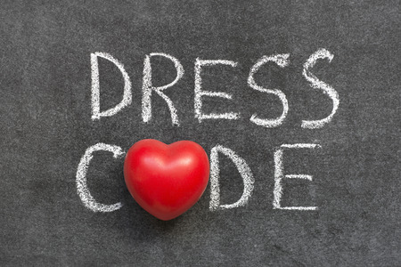 Dress Code on chalkboard with red heart